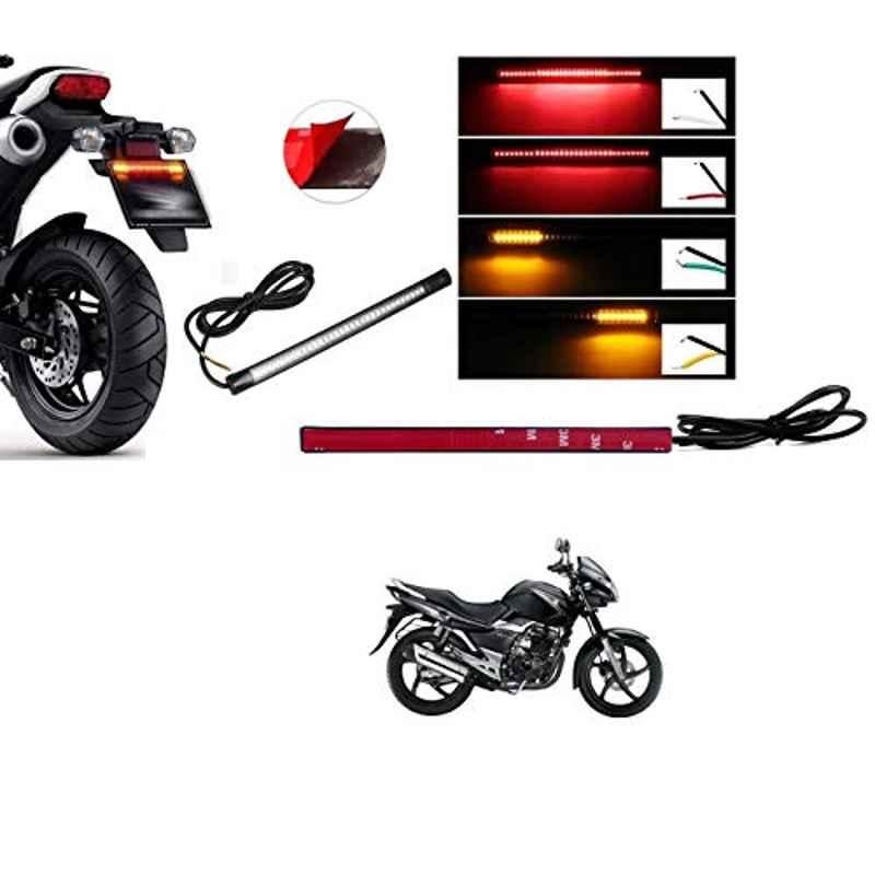 Kozdiko 48 SMD Bike Red Flexible LED Strip Tail Brake Light with Yellow Turn Indicator Light for Suzuki gs150r Black