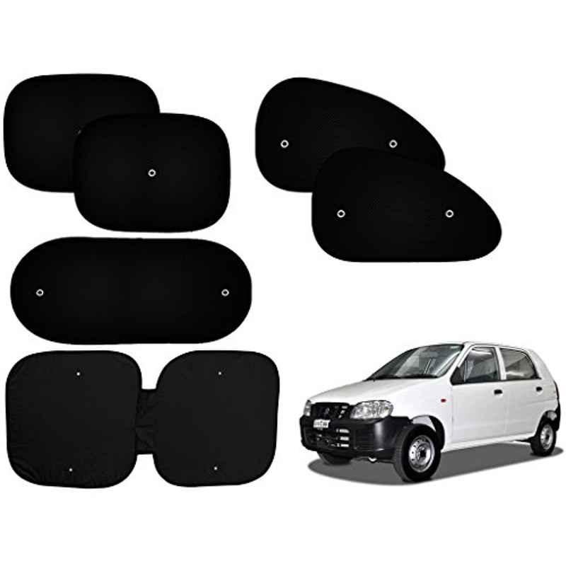 Auto Pearl 6 Pcs PVC & Mesh Black Window, Front & Rear Sun Shade Set for Maruti Suzuki Alto