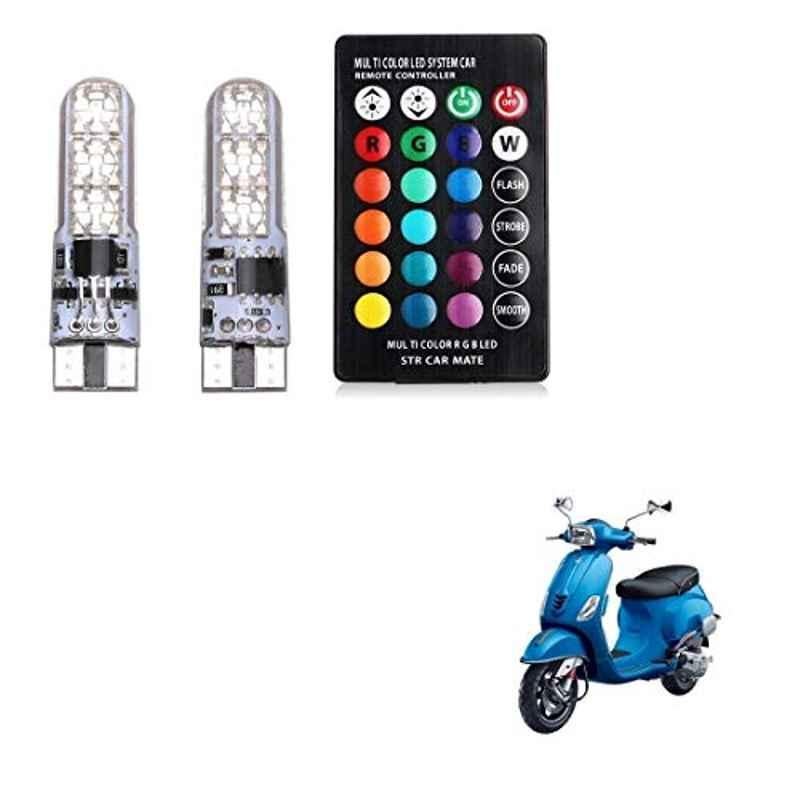 Kozdiko 2 Pcs 12V T10 Polycarbonate RGB LED Scotty Light Set with Remote Control for Vespa SXL 150