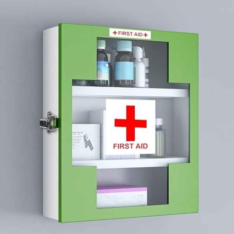 Plantex First Aid Box/Medical Box/Emergency First Aid Kit Box without Key/Medicine Storage Box for Home, School & Office with Multi Compartment Green & White