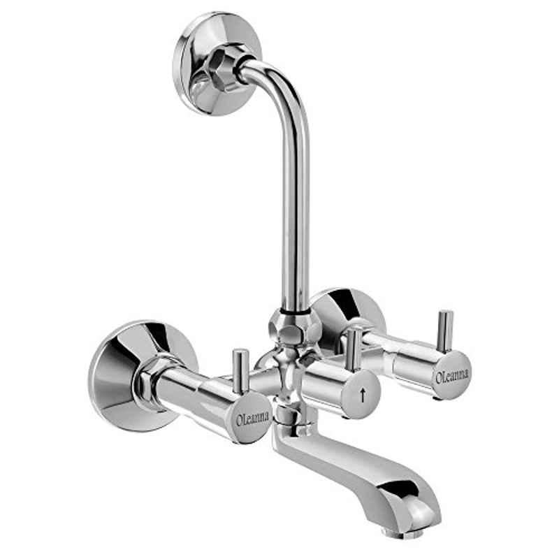 Oleanna Brass Chrome Finish Wall Mixer with 9 inch Long L Bend Pipe