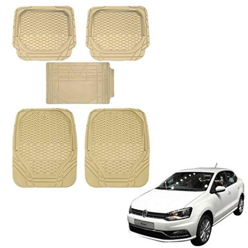 Kozdiko 5 Pcs 8855TW Beige Car Foot Mat Set for Volkswagen Ameo, koz_23178