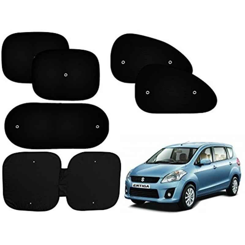 Auto Pearl 6 Pcs PVC & Mesh Black Window, Front & Rear Sun Shade Set for Maruti Suzuki Ertiga