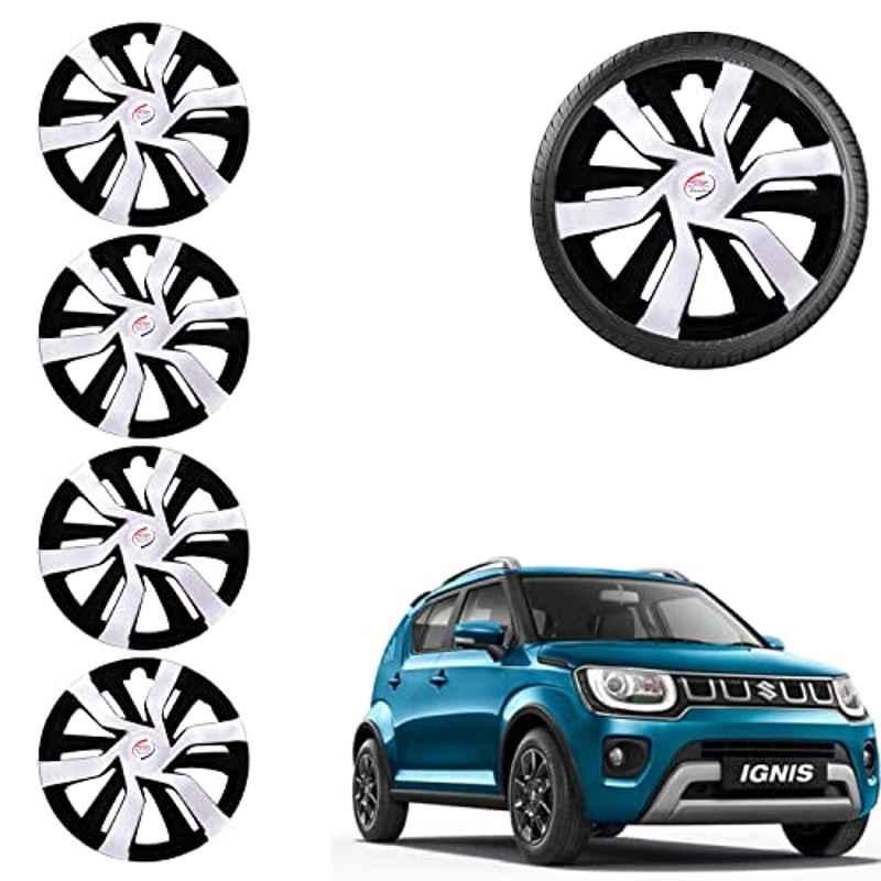 Auto Pearl 4 Pcs 15 inch ABS Black & White Car Wheel Cover Set for Maruti Suzuki Ignis 2020