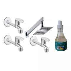 Fastgear 5 Pcs Prime Stainless Steel Silver Chrome Finish Faucet Set with Shower, FG2398