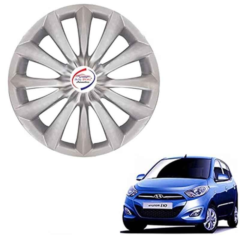 Auto Pearl 4 Pcs 13 inch ABS Silver DZRSL10 Hubcap Wheel Cover Set with Retention Ring for Hyundai I10 Type 2