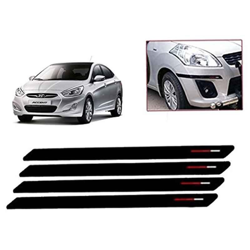 Kozdiko 4 Pcs Black & Red Bumper Protector Set for Hyundai Accent