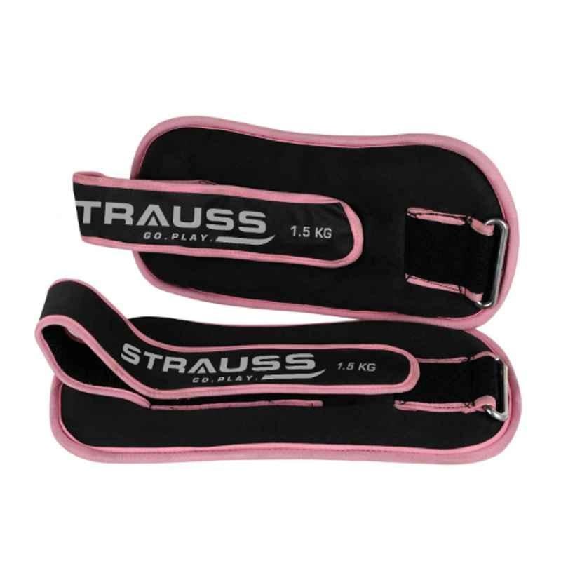Strauss 32x16x4cm Neoprene Pink Adjustable Round Shape Ankle Weight, ST-2698