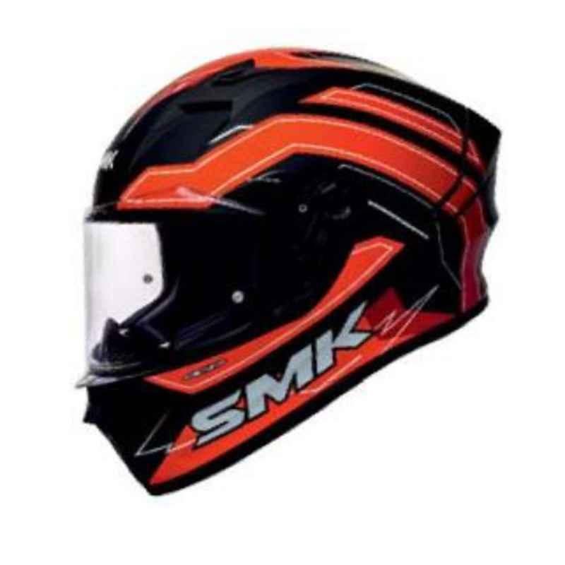 SMK Stellar Bolt Orange & Black Full Face Motorbike Helmet, MA231, Size: Large