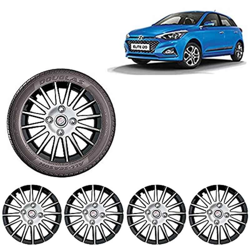 Auto Pearl 4 Pcs 14 inch ABS Silver & Black Wheel Cover Set for Hyundai i20