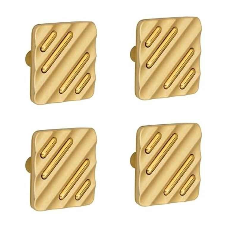 Plantex Knobs for Drawers/Drawer Knobs for Cabinets/Pull-Push Knobs for Kitchen/Bedroom Drawer (Pack of 4) SH-434, Gold & Gold Matte