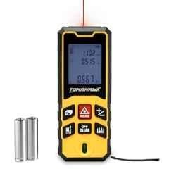 Tomahawk 40m Plastic Yellow Laser Distance Meter with Backlit LCD, Area, Volume, Pythagoras Measurement & Battery Included, TLM-O-40