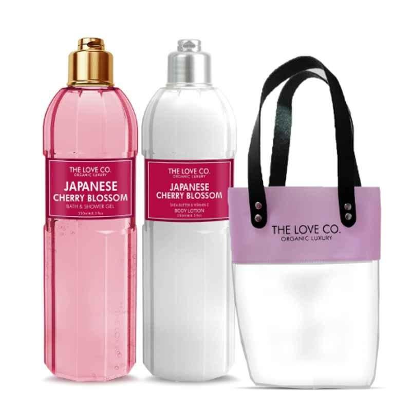 The Love Co. 2170 250ml Cherry Blossom Body Wash & 250ml Body Lotion with Bag Combo