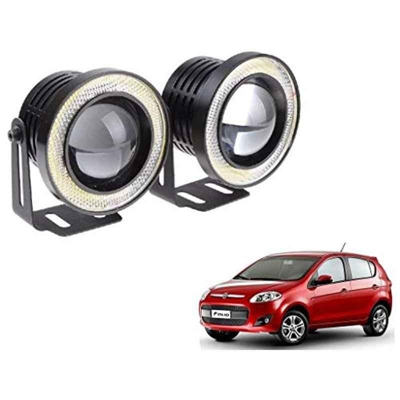 Kozdiko 2 Pcs 15W 3.5 inch High Power White LED Projector COB Fog Light Set with White Angel Eye Ring for Fiat Palio, koz_72522