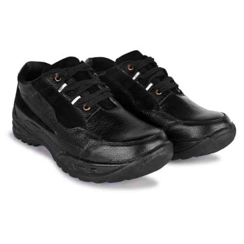 Trxxble 1103 Leather Steel Toe Black Safety Shoes, Size: 10
