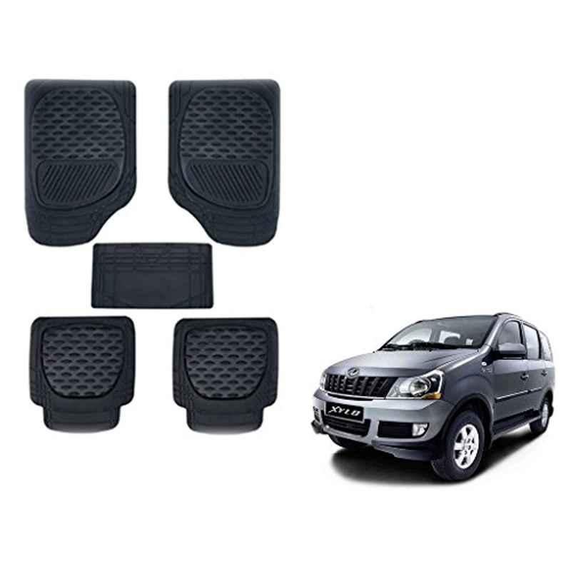 Kozdiko 6255TW 5 Pcs PVC & Rubber Black Car Mat Set for Mahindra Xylo