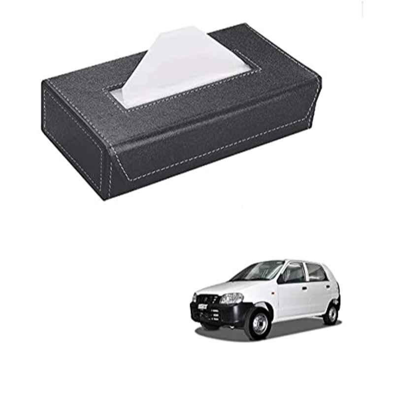 Kozdiko 100 Pulls PU Leather Grey Car Tissue Paper Box with 200 Sheets for Maruti Suzuki Alto