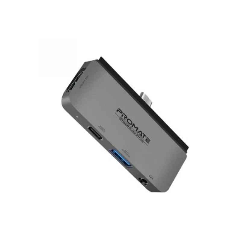 Promate PadHub-Pro 100W 4-in-1 Grey USB-C Multimedia Hub