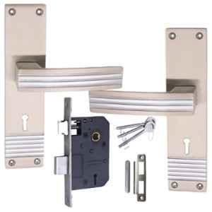 ATOM 200mm Zinc Silver Satin Finish Mortise Door Lock Set, MH-O31-KY-SS
