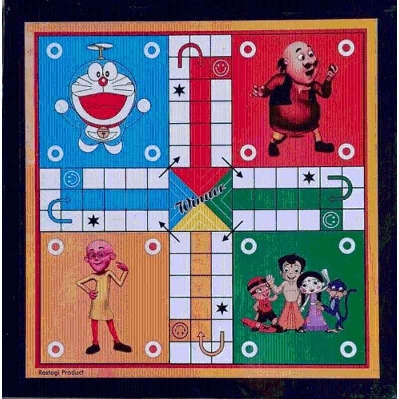 HTM Ludo & Snake with Coins & Dice 2 in 1 Board Game Carrom Board (Multicolour)