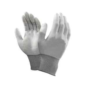 Brala Carbon Fiber Grey PU Fingertip Coated Safety Working Hand Gloves, Size: Free (Pack of 12)
