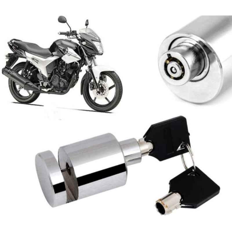Auto Pearl Stainless Steel Silver Heavy Duty Anti Theft Motorcycle Disc Brake Lock, Lock_533