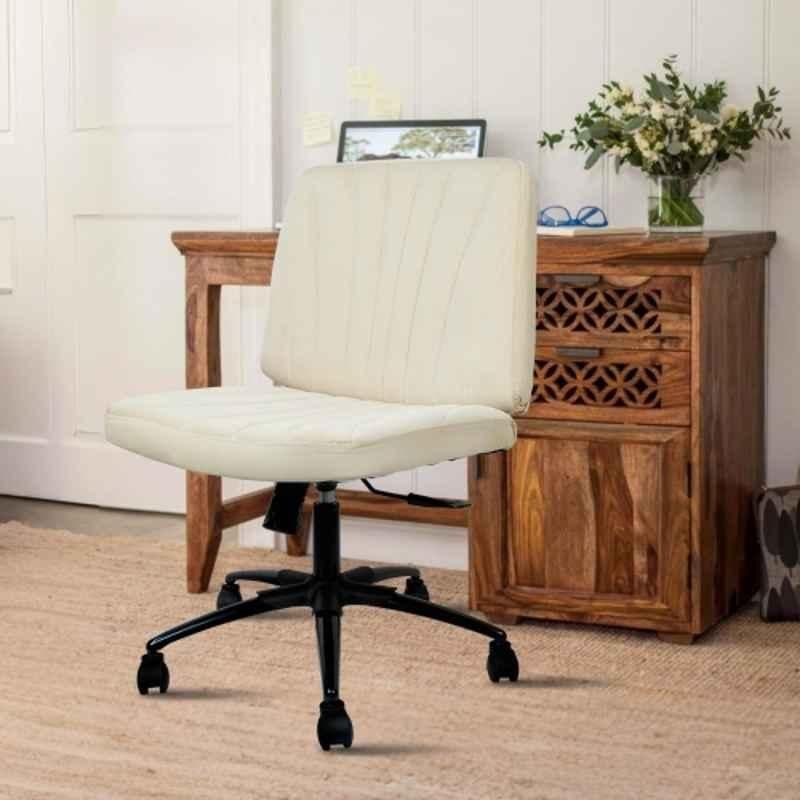 Cellbell Comfy Velvet Medium Back Beige Ergonomic Chair with Wheel, CBHKFOC14450