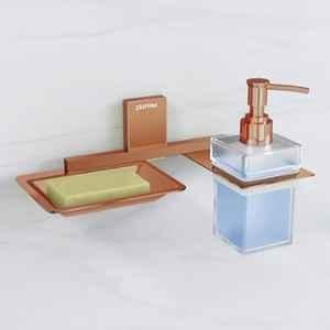Plantex 304 Grade Stainless Steel Soap Dish with Liquid Dispenser/Soap Stand/Shampoo Dispenser for Bathroom/Bathroom Accessories (Crystal, PVD Rose Gold)