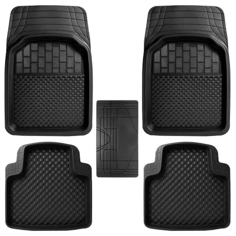 Kingsway 5 Pcs Durable Tray Shape PVC Black Universal Car Floor Mat Set