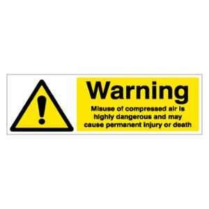 SUNSIGNS 450x150mm Vinyl & Sun Board Warning Misuse of Compressed Air is Highly Dangerous and may Cause Permanent Injury or Death Signage, SN0131VNLM1HPIAAL