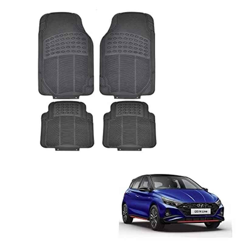 Kozdiko 4 Pcs Rubber Black Car Simple Floor Mat Set for Hyundai i20 N-Line