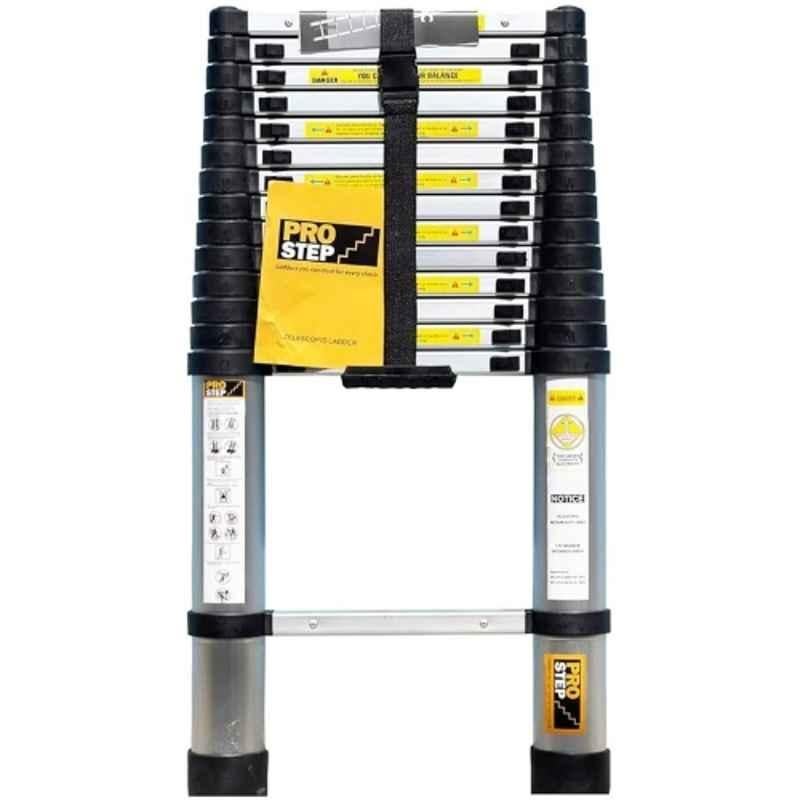 Pro Step 14 Step 18ft Aluminium Silver Foldable Telescopic Ladder with 2 Years Warranty, PSTL54-07