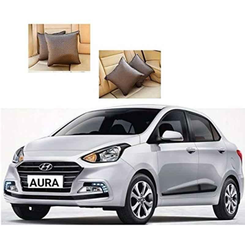 Kozdiko 2 Pcs Maroon Cola Car Seat Cushion Pillow Set for Hyundai Aura