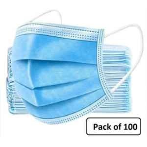 Wellstar 3 Layer Disposable & Reusable Non Woven Blue Surgical Mask with Nose Pin & Melt Blown Fabric, COURFUL MASK-61 (Pack of 100)