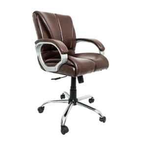 Woodberg Royale Brown Medium Back Leatherette Executive Revolving Office Chair, WBM122BR