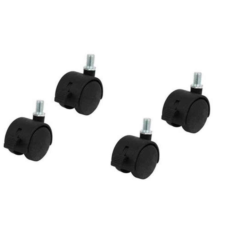 Nixnine Standard Office Revolving Chair Replacement Wheels with Lock, LK_BLK_4PS (Pack of 4)