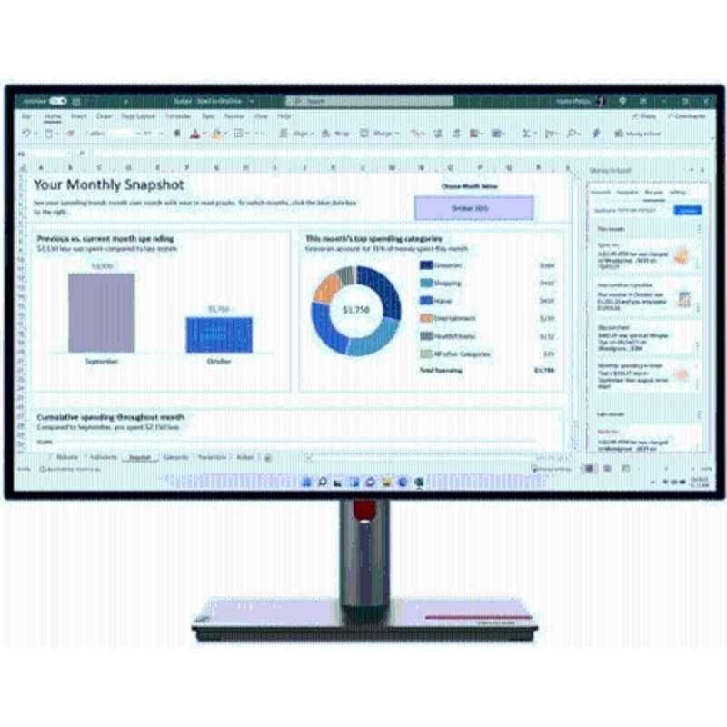 Lenovo 27 inch 2560x1440p WQHD IPS Raven Black Backlit LED Monitor, P27q-30
