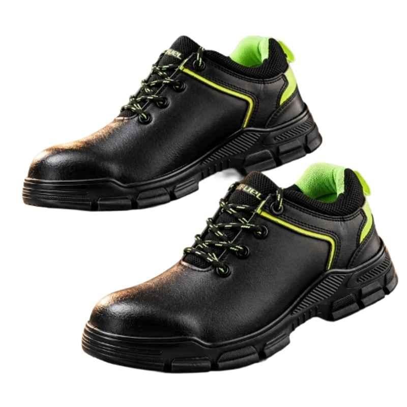 Fuel Reevon-05 CG Leather Black & Green Steel Toe Safety Shoes, Size: 10