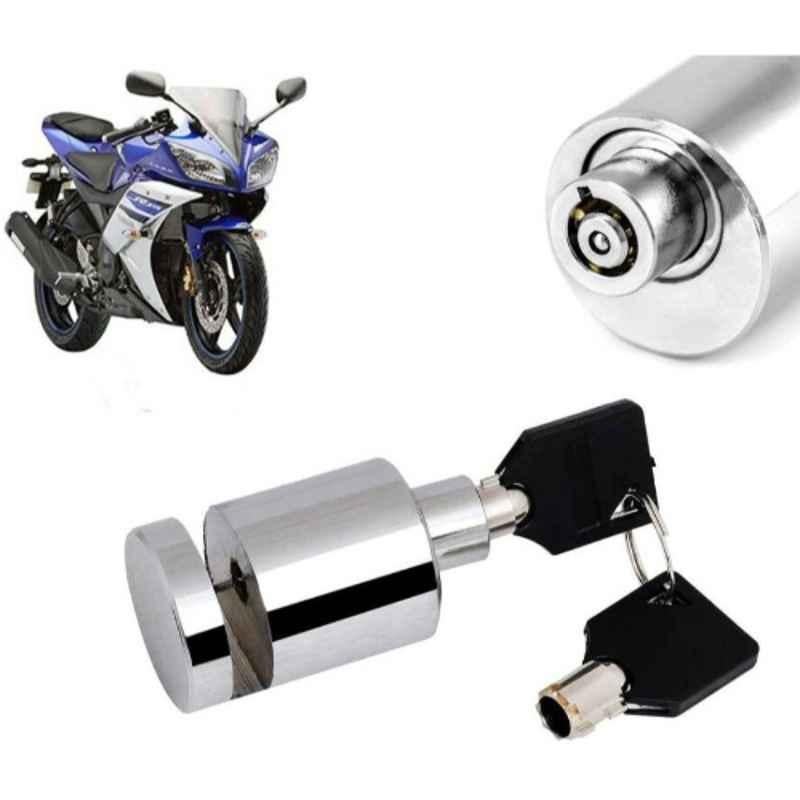 Auto Pearl Stainless Steel Silver Heavy Duty Anti Theft Motorcycle Disc Brake Lock, Lock_553