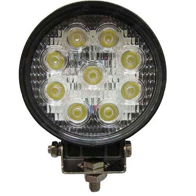 AllExtreme EX9WFL1 9 LED 4 inch 27W Round White Heavy Duty Fog Light with Clamp