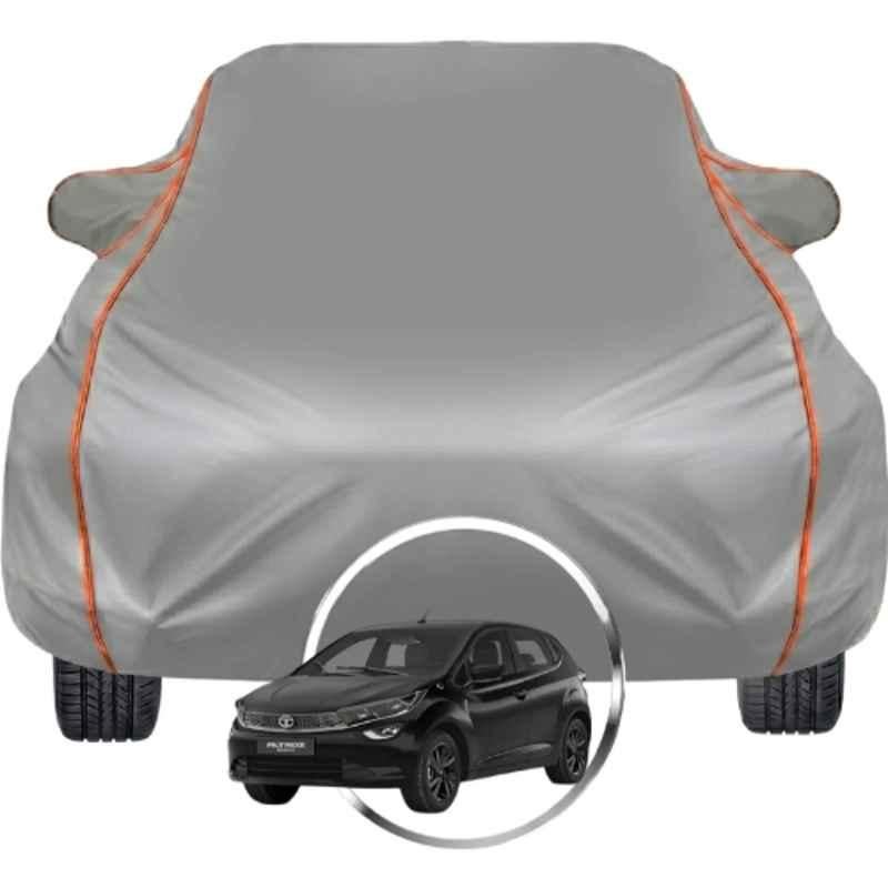 Allextreme Polyester Grey Car Cover with Triple Stitched Reflective Piping for Tata Altroz Fits All Model & Year, TAT-ALTROZ-BLK
