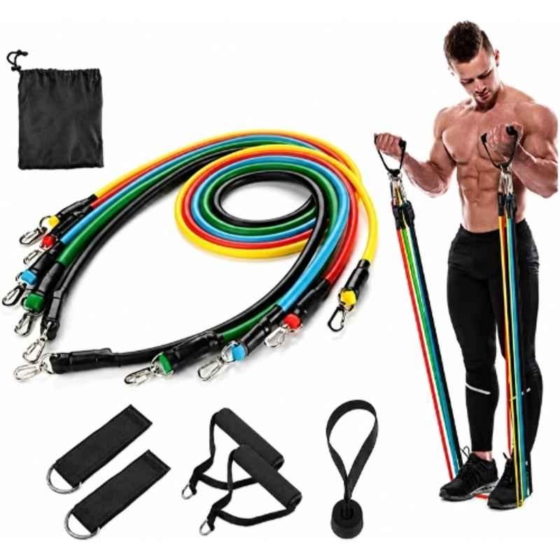 Shopeleven 5 Pcs Nylon Resistance Tube Band Set for Stretching & Toning