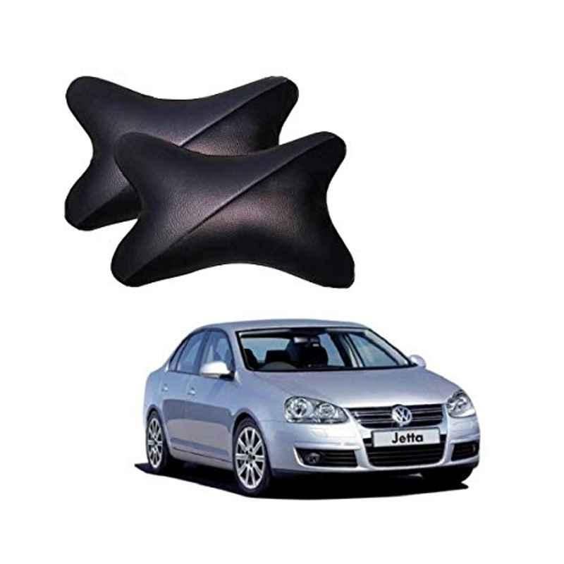 Kozdiko 2 Pcs Memory Foam Grey & Black Car Neck Rest Cushion Pillow Set for Volkswagen Old Jetta (2008-2015)