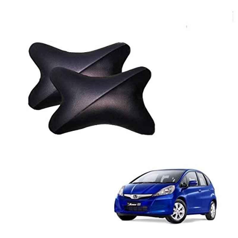 Kozdiko 2 Pcs Memory Foam Grey & Black Car Neck Rest Cushion Pillow Set for Honda Old Jazz (2009-2014)