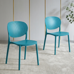 CELLBELL Aero Plastic Peacock Blue Stackable Armless Chair (Pack of 2)