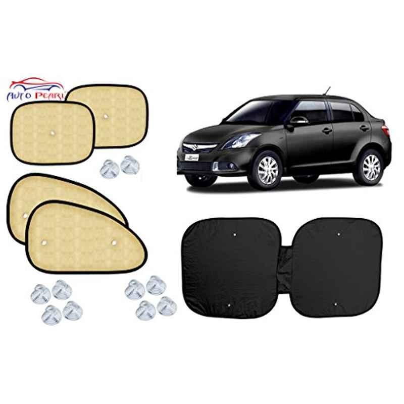 Auto Pearl 6 Pcs PVC & Mesh Beige Window, Front & Rear Sun Shade Set for Maruti Suzuki Swift Dzire Type 3