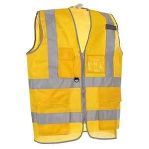 Evion ES-032-YL-XL Polyester Yellow Reflective Safety Jacket, Size: XL
