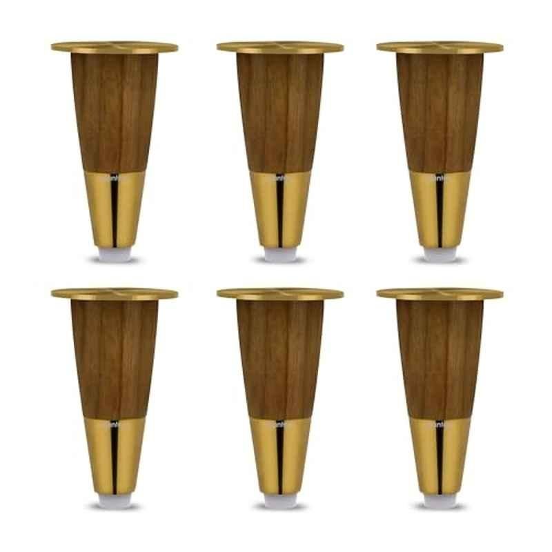 Plantex 4 inch Stainless Steel Gold Stylish PVD Finish Sofa Legs with Rubber Grip (Pack of 6)