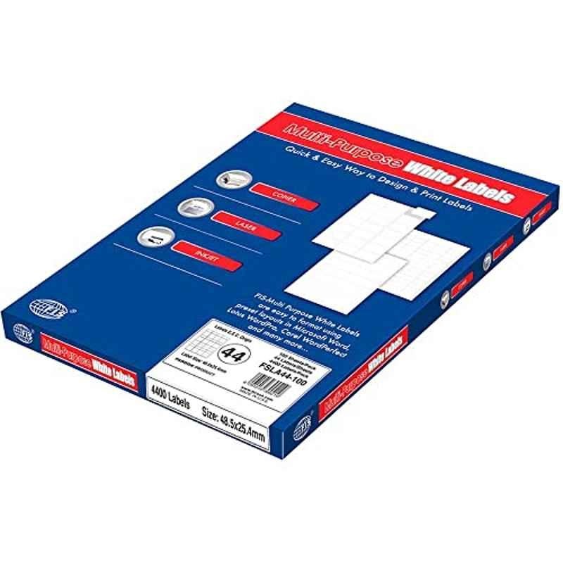 FIS 100 Sheets A4 Paper White Multipurpose Laser Label Stickers, FSLA44-100