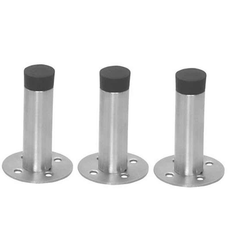 Nixnine Stainless Steel Back Silencer Door Stopper with Rubber Pad, SS_REG_A-605_3PS (Pack of 3)